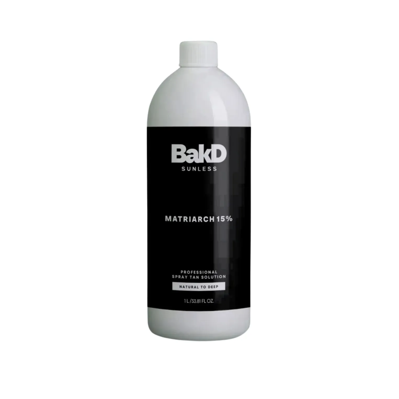 A bottle of BakD Sunless Matriarch spray tan solution